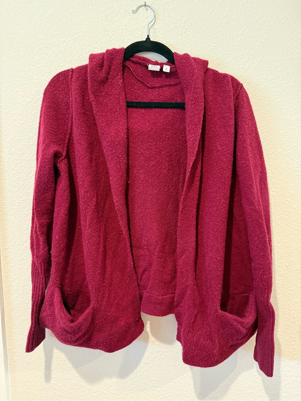 GAP Open-Front Hooded Cardigan in Wine